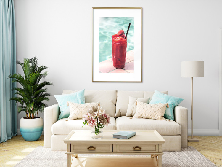 Poster Holiday Cocktail - Strawberry Cold Smoothie in the Summer by the Swimming Pool 144122 additionalImage 16