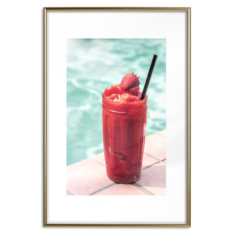 Poster Holiday Cocktail - Strawberry Cold Smoothie in the Summer by the Swimming Pool 144122 additionalImage 22