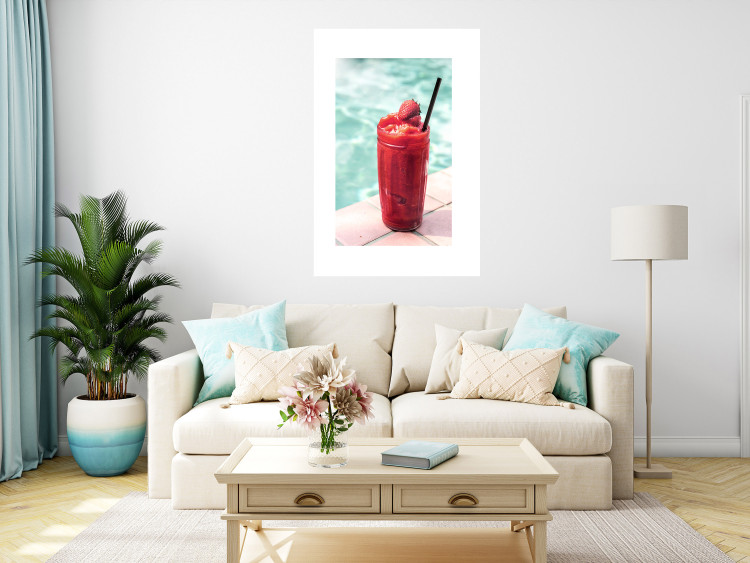 Poster Holiday Cocktail - Strawberry Cold Smoothie in the Summer by the Swimming Pool 144122 additionalImage 11