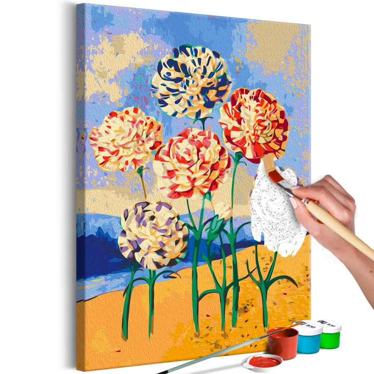 Paint by Number Kit Delicate Carnations - Colorful Flowers, Sand, Water and Green Leaves 144522 additionalImage 3