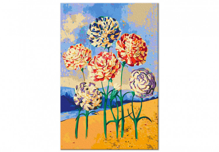 Paint by Number Kit Delicate Carnations - Colorful Flowers, Sand, Water and Green Leaves 144522 additionalImage 4