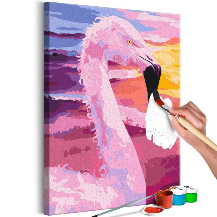 Paint by Number Kit Candy Flamingo - Pink Bird on a Colorful Expressive Background 144622 additionalImage 3