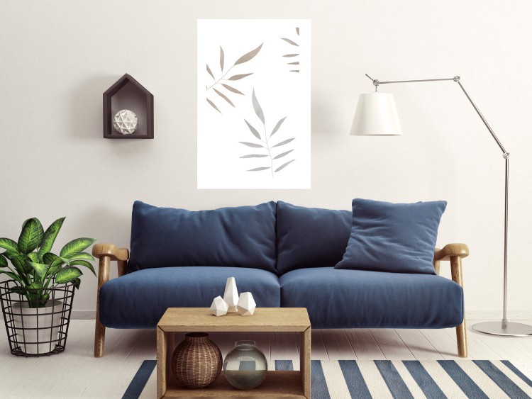Poster Watercolor Leaves - Gray and Brown Painted Plants on a White Background 146322 additionalImage 15