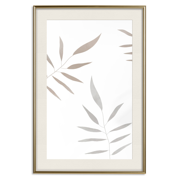 Poster Watercolor Leaves - Gray and Brown Painted Plants on a White Background 146322 additionalImage 27