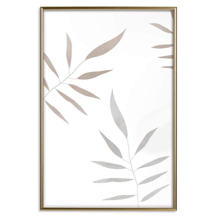 Poster Watercolor Leaves - Gray and Brown Painted Plants on a White Background 146322 additionalImage 20