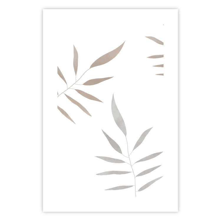 Poster Watercolor Leaves - Gray and Brown Painted Plants on a White Background 146322 additionalImage 22