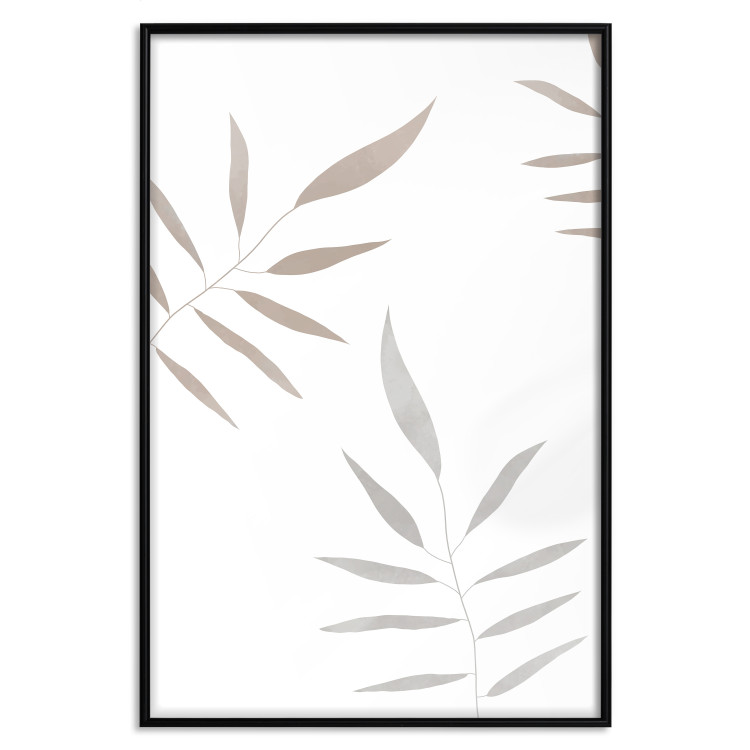 Poster Watercolor Leaves - Gray and Brown Painted Plants on a White Background 146322 additionalImage 21