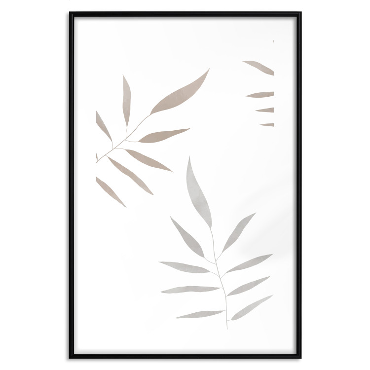 Poster Watercolor Leaves - Gray and Brown Painted Plants on a White Background 146322 additionalImage 24