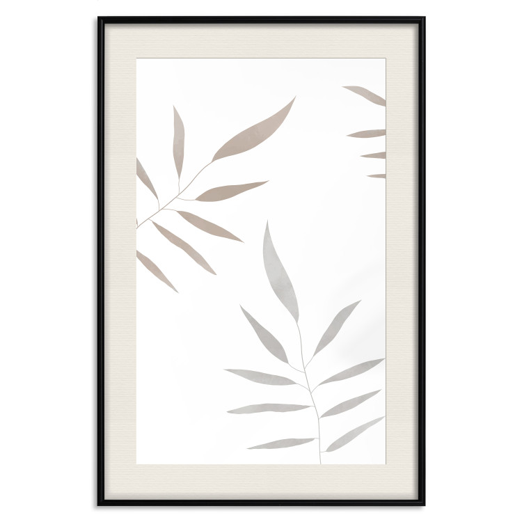 Poster Watercolor Leaves - Gray and Brown Painted Plants on a White Background 146322 additionalImage 26
