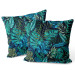 Decorative Velor Pillow Monstera in blue glow - plant motif with exotic leaves 147122 additionalThumb 3