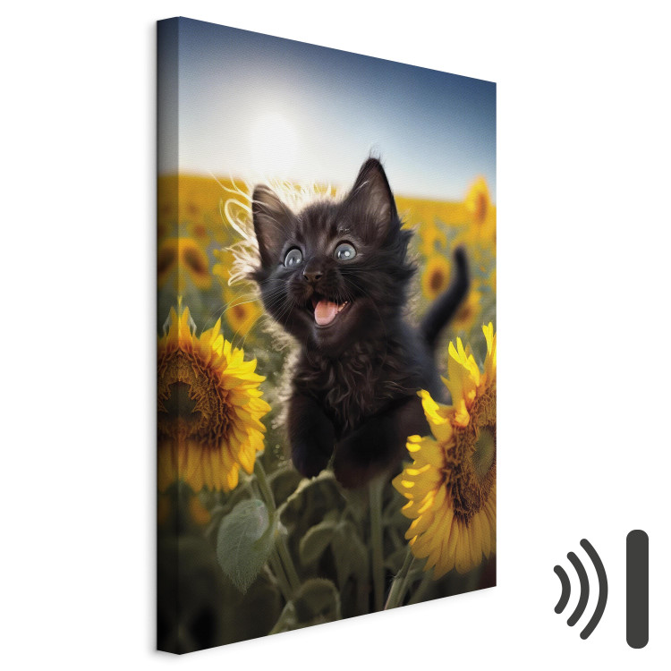 Canvas AI Cat - Black Animal Dancing in a Field of Sunflowers in a Sunny Glow - Vertical 150122 additionalImage 8