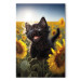 Canvas AI Cat - Black Animal Dancing in a Field of Sunflowers in a Sunny Glow - Vertical 150122