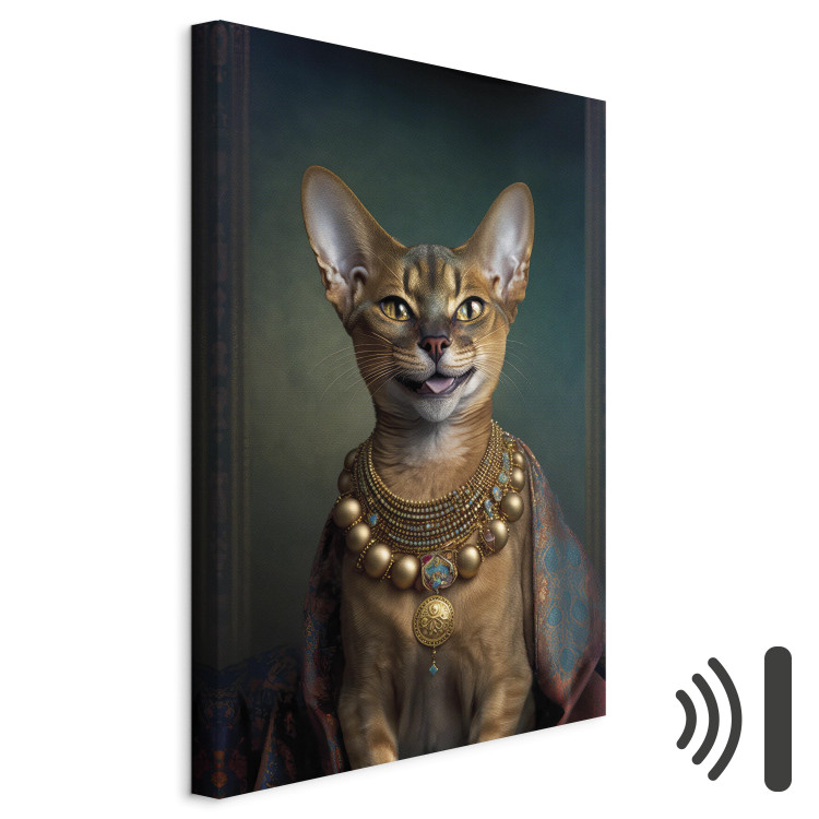 Canvas Print AI Abyssinian Cat - Animal Fantasy Portrait With Golden Necklace - Vertical 150222 additionalImage 8