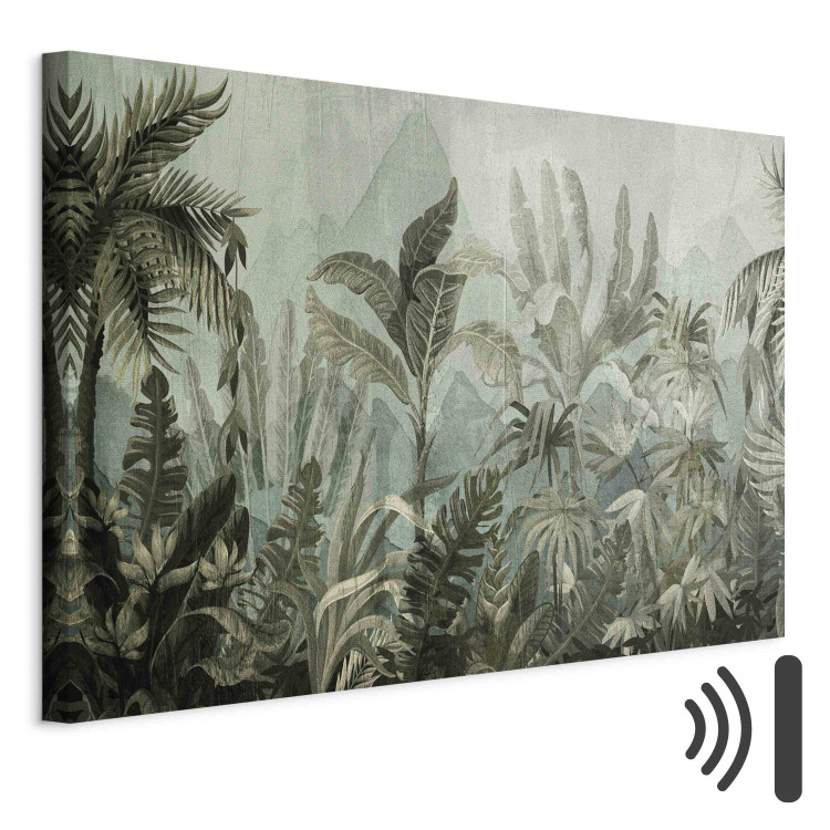 Canvas Art Print Mountain jungle - dark green composition with leaves and trees 151222 additionalImage 8
