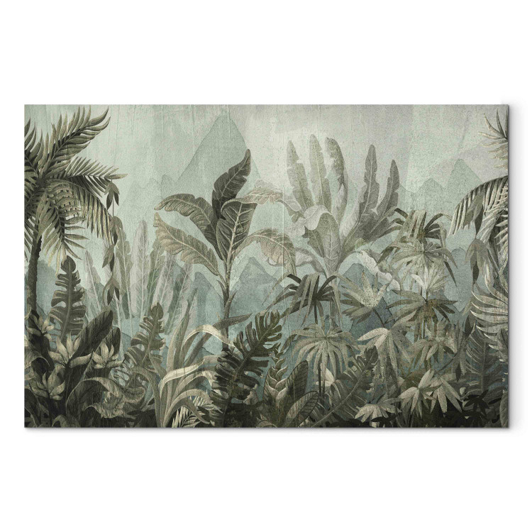 Canvas Art Print Mountain jungle - dark green composition with leaves and trees 151222 additionalImage 7
