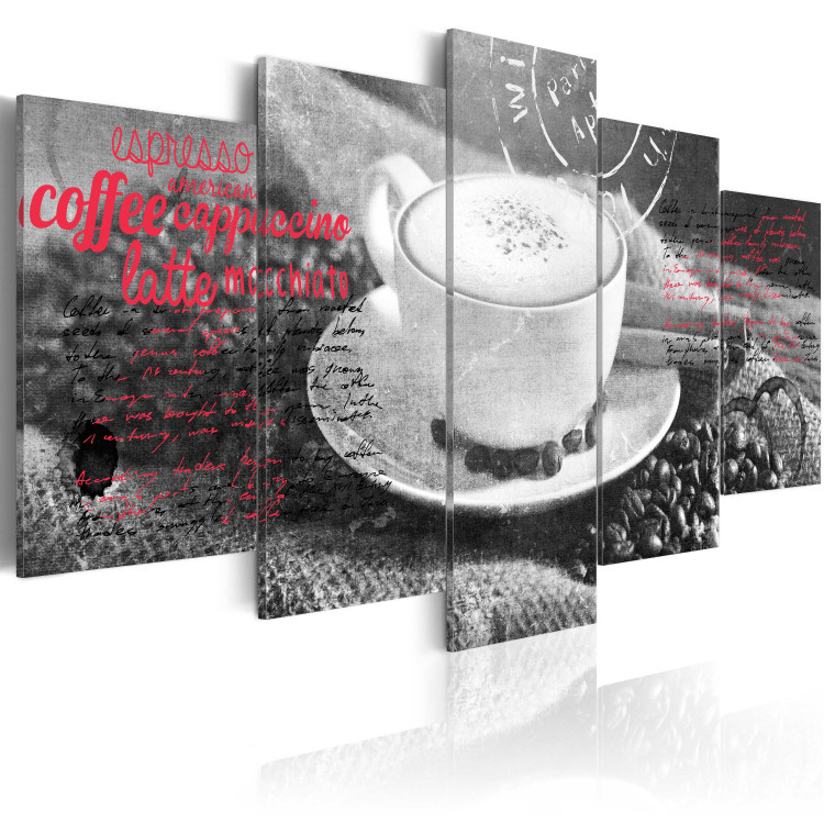 Canvas Art Print Coffe, Espresso, Cappuccino, Latte machiato ... - black and white 59022 additionalImage 2