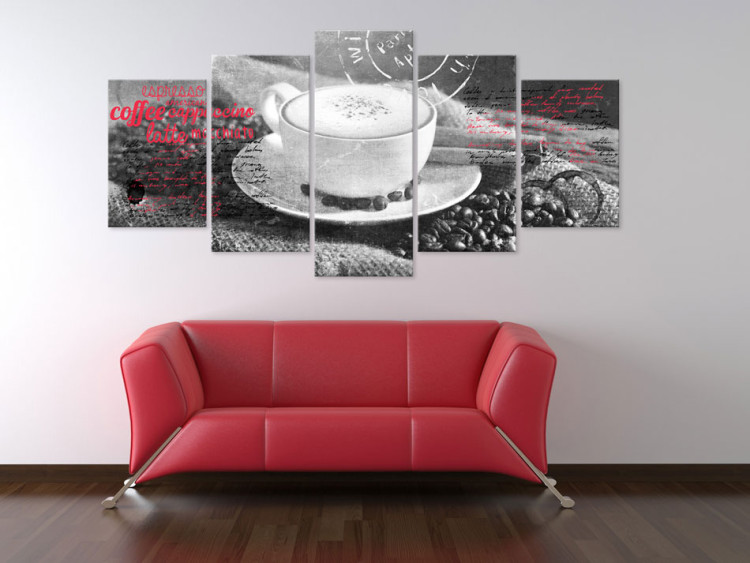Canvas Art Print Coffe, Espresso, Cappuccino, Latte machiato ... - black and white 59022 additionalImage 3
