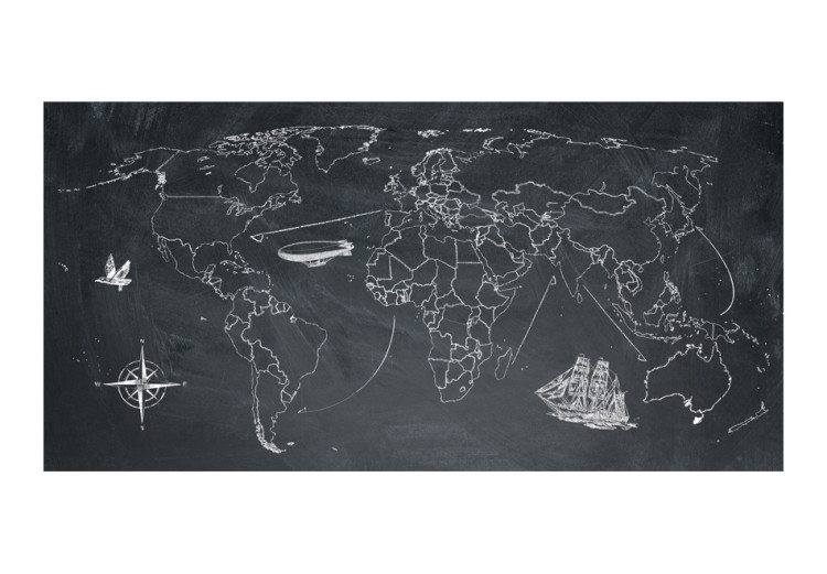 Photo Wallpaper World Map - Continents on a Black Background with Spanish Labels 60022 additionalImage 1