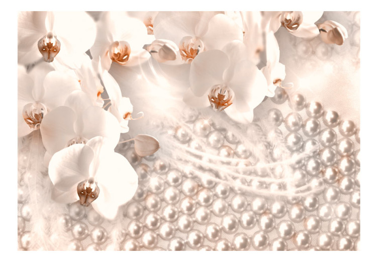 Photo Wallpaper Shiny abstraction - glamour composition with pearls and orchids 65622 additionalImage 1