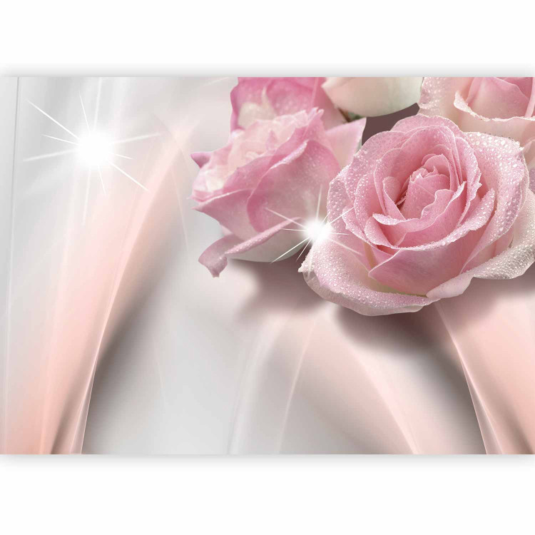 Wall Mural Delicacy - a composition of rose flowers on a background with a sunshine effect 90022 additionalImage 1