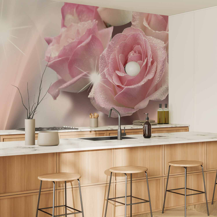 Wall Mural Delicacy - a composition of rose flowers on a background with a sunshine effect 90022 additionalImage 7