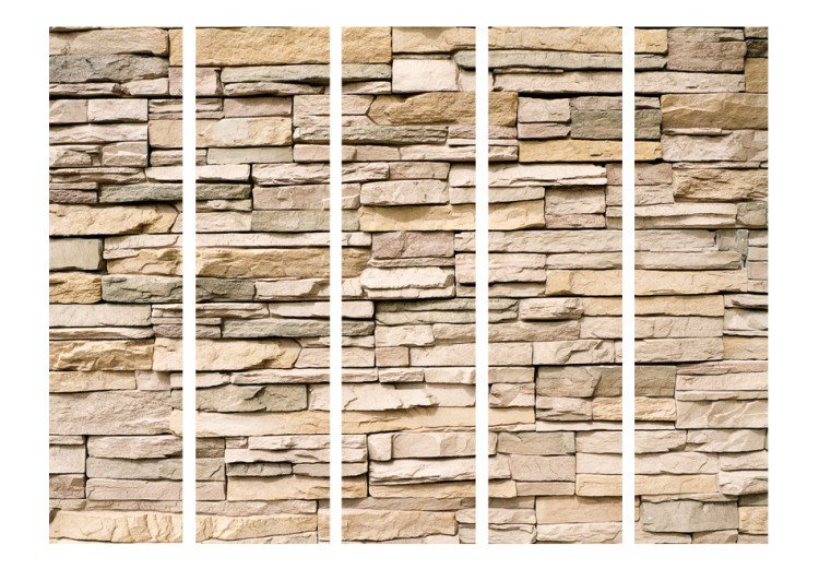 Room Divider Ornamental Stone II - beige texture of stone tile architecture 95422 additionalImage 3