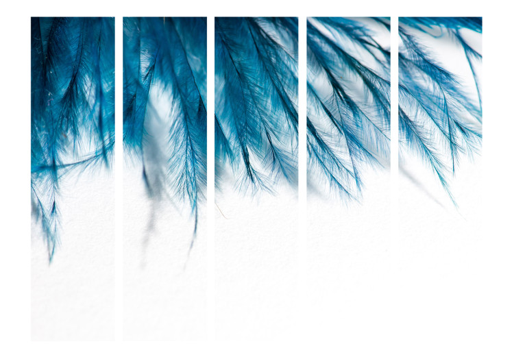 Room Separator Sapphire Feathers II - romantic blue feathers on light white background 97422 additionalImage 3