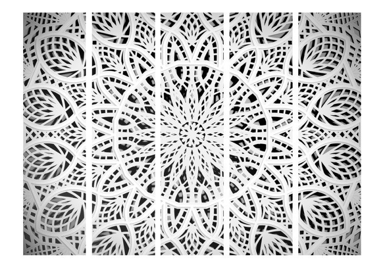 Room Separator White Mandala II - white oriental mandala with geometric figures 97922 additionalImage 3