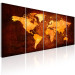 Canvas Art Print Fiery World (5-piece) - World Map in Shades of Orange 106132 additionalThumb 2