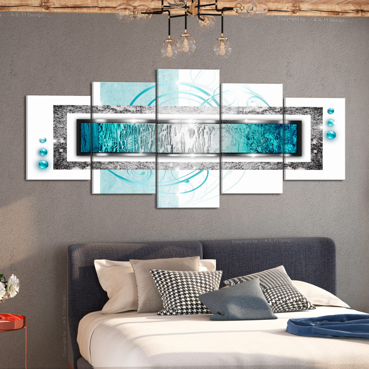 Canvas Print Turquoise blizzard (5 Parts) Wide 107232 additionalImage 3
