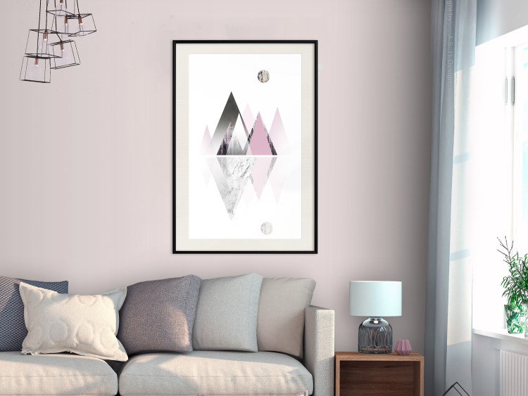 Wall Poster Road to the Summit - geometric abstraction with touches of pink and gray 114432 additionalImage 22