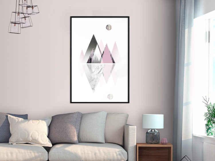 Wall Poster Road to the Summit - geometric abstraction with touches of pink and gray 114432 additionalImage 5