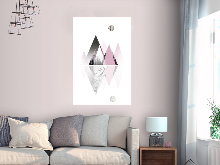 Wall Poster Road to the Summit - geometric abstraction with touches of pink and gray 114432 additionalImage 17