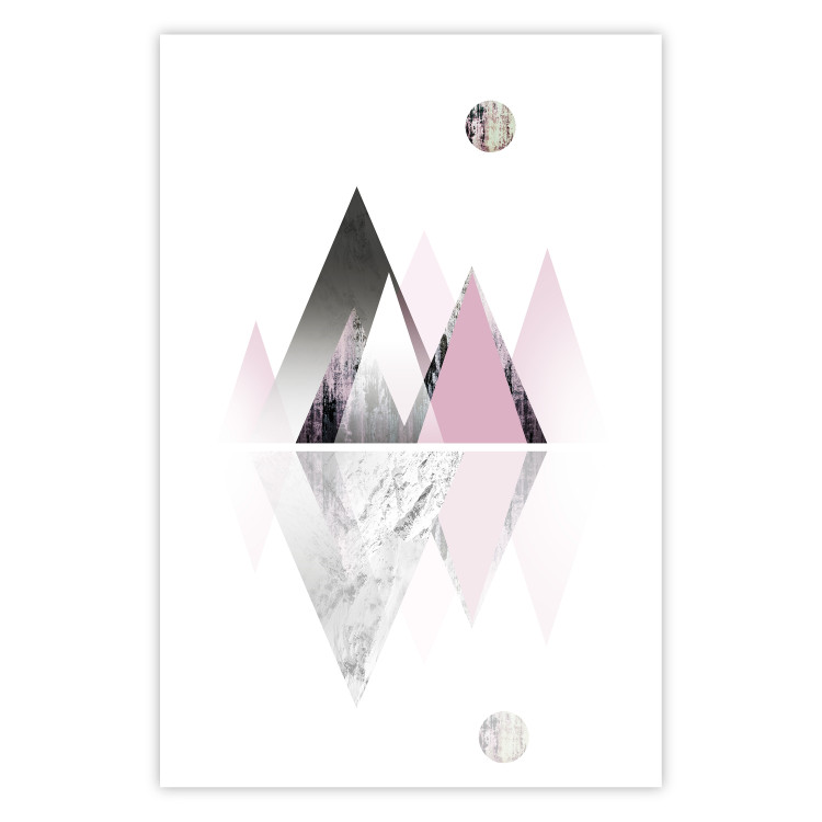 Wall Poster Road to the Summit - geometric abstraction with touches of pink and gray 114432