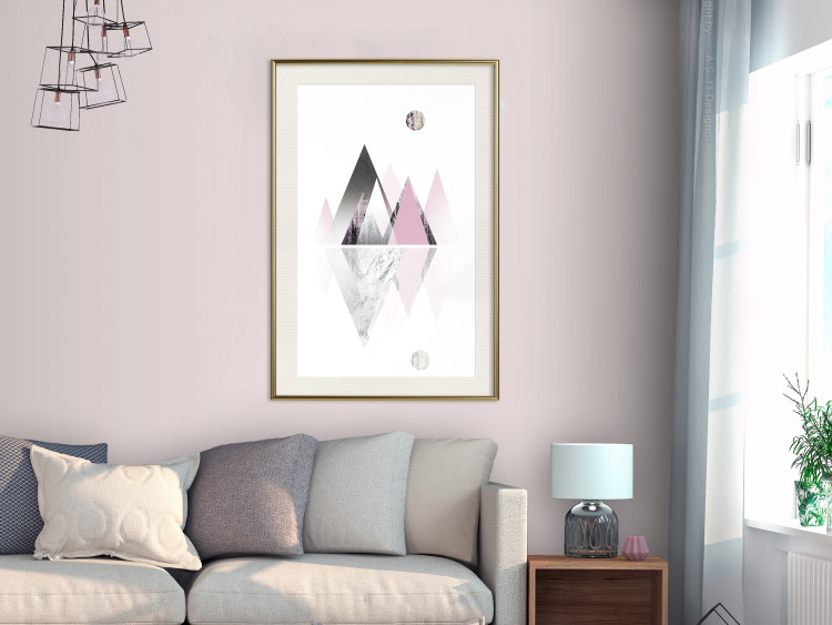 Wall Poster Road to the Summit - geometric abstraction with touches of pink and gray 114432 additionalImage 21