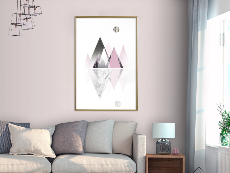 Wall Poster Road to the Summit - geometric abstraction with touches of pink and gray 114432 additionalImage 7