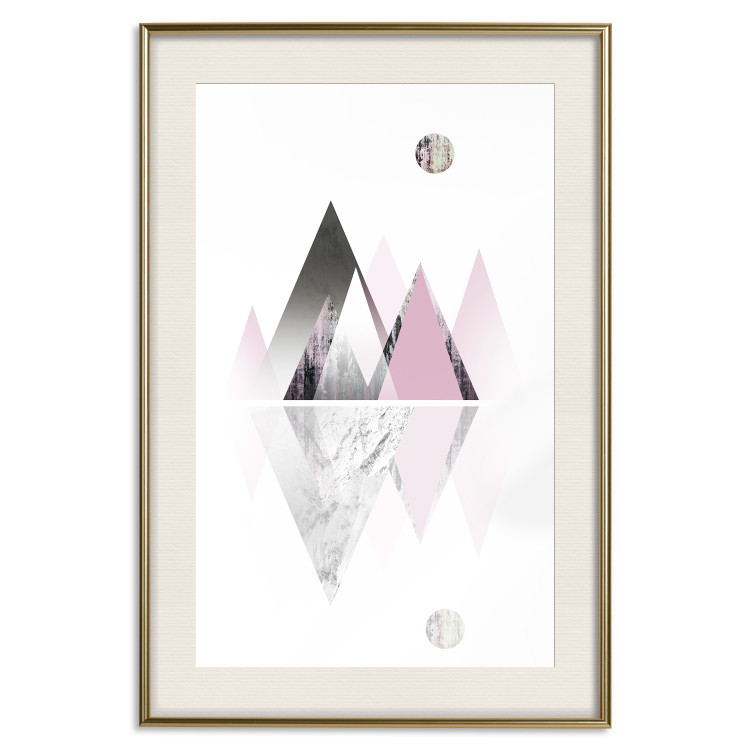 Wall Poster Road to the Summit - geometric abstraction with touches of pink and gray 114432 additionalImage 19
