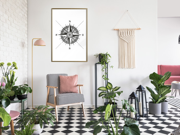 Wall Poster Compass - black and white composition with Scandinavian-style text 114632 additionalImage 13