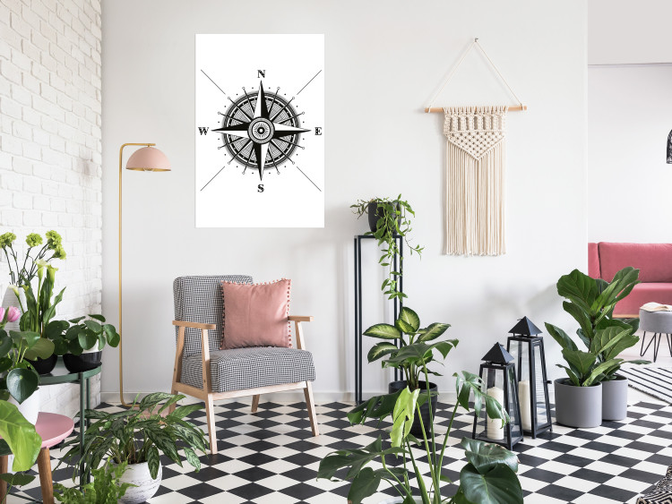 Wall Poster Compass - black and white composition with Scandinavian-style text 114632 additionalImage 17