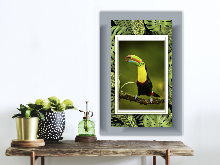 Canvas Art Print In the Land of Tropical Leaves (1-part) - Bird Against Jungle Nature 116432 additionalImage 3