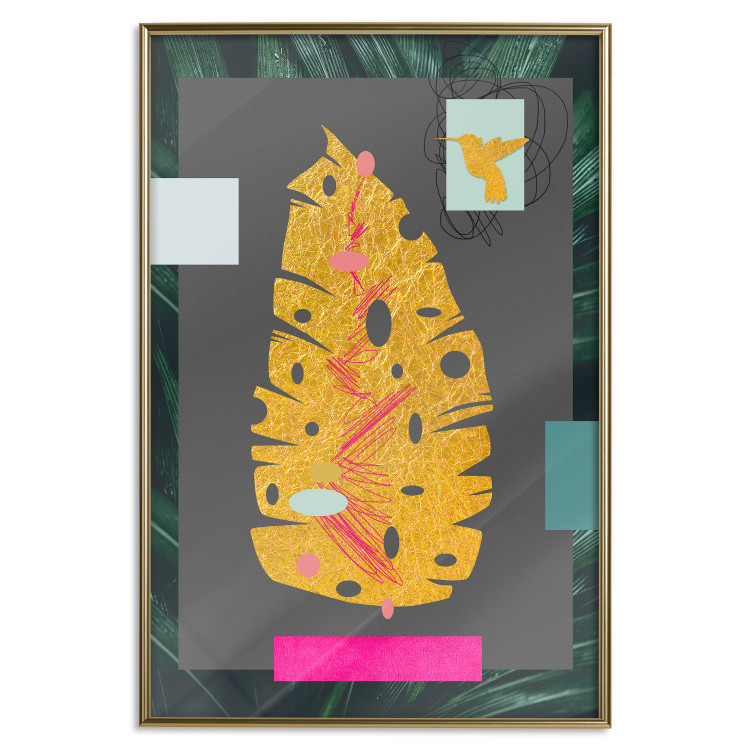 Wall Poster Golden Leaf - colorful abstract composition with a plant motif 116932 additionalImage 16