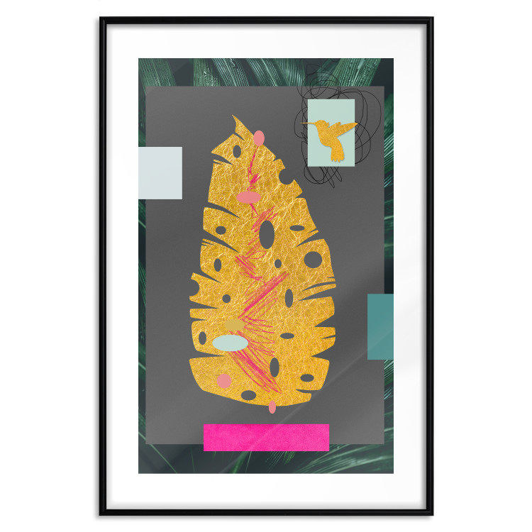 Wall Poster Golden Leaf - colorful abstract composition with a plant motif 116932 additionalImage 15