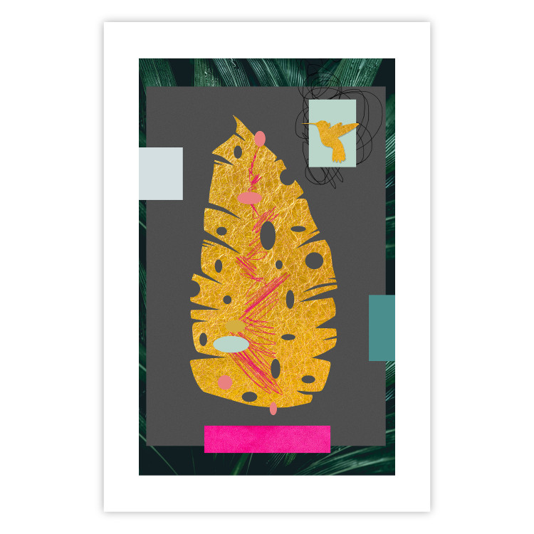 Wall Poster Golden Leaf - colorful abstract composition with a plant motif 116932 additionalImage 19