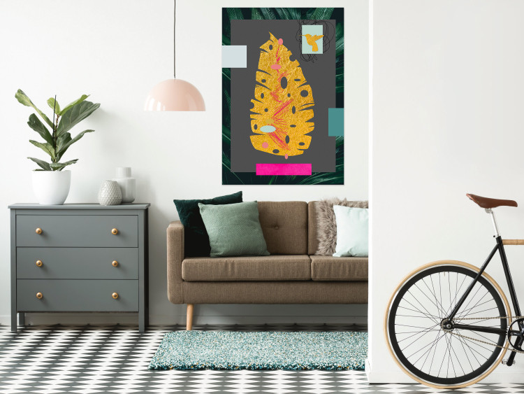 Wall Poster Golden Leaf - colorful abstract composition with a plant motif 116932 additionalImage 17