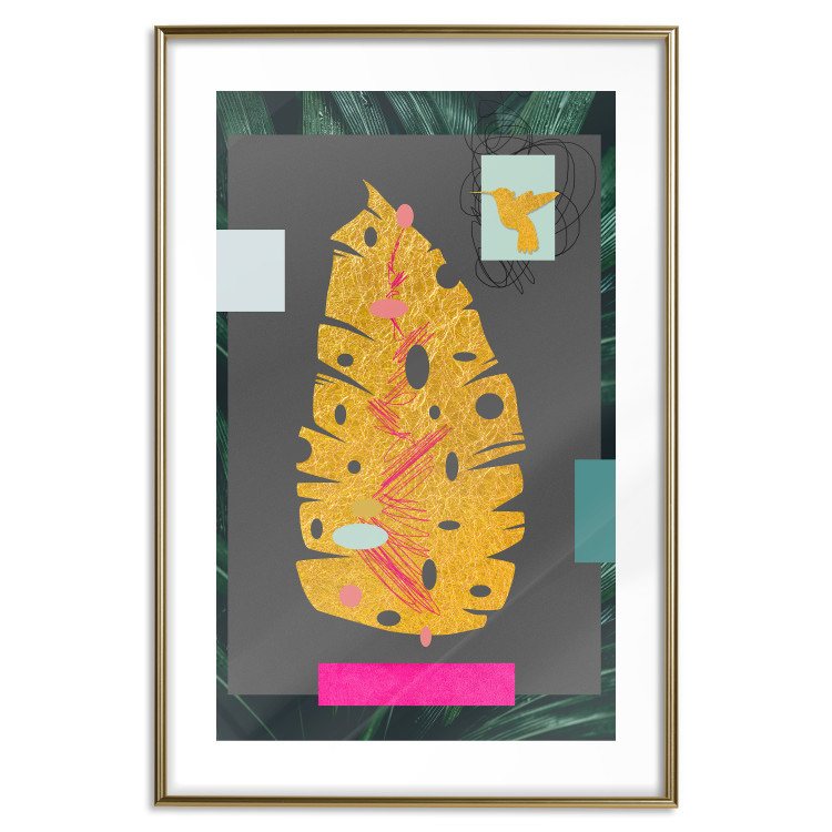 Wall Poster Golden Leaf - colorful abstract composition with a plant motif 116932 additionalImage 14