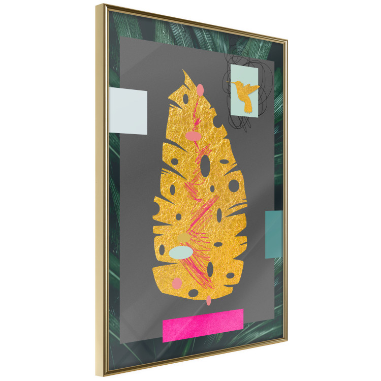 Wall Poster Golden Leaf - colorful abstract composition with a plant motif 116932 additionalImage 12
