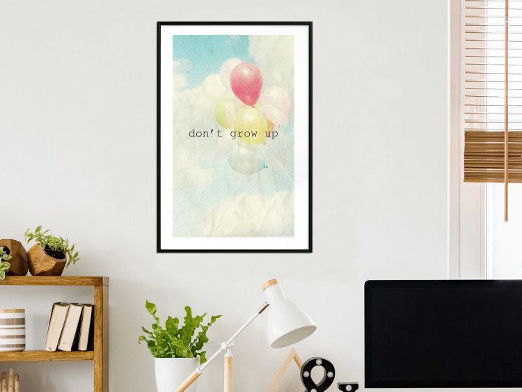 Poster Don't grow up - English text on a background of colorful balloons and sky 117032 additionalImage 6