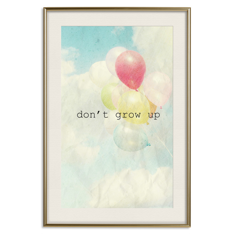 Poster Don't grow up - English text on a background of colorful balloons and sky 117032 additionalImage 19