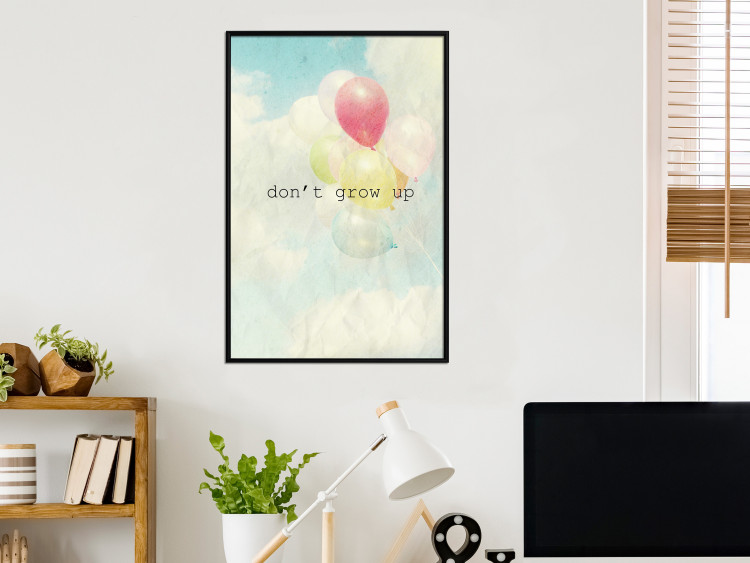 Poster Don't grow up - English text on a background of colorful balloons and sky 117032 additionalImage 5