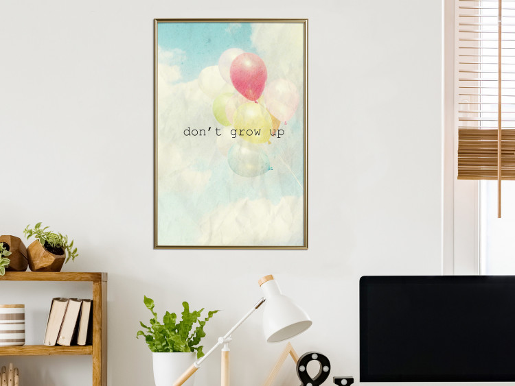 Poster Don't grow up - English text on a background of colorful balloons and sky 117032 additionalImage 7